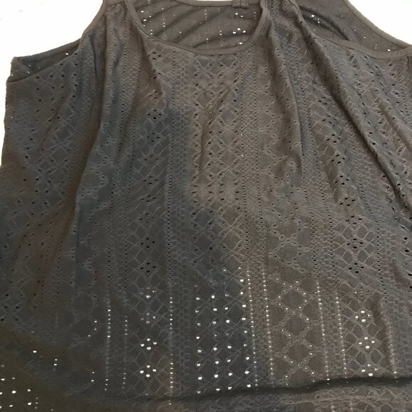 EYELET SPAGHETTI STRAP TOP AND FLORAL LACE TRIM BLOUSE V NECK SIZE XL - Picture 13 of 15